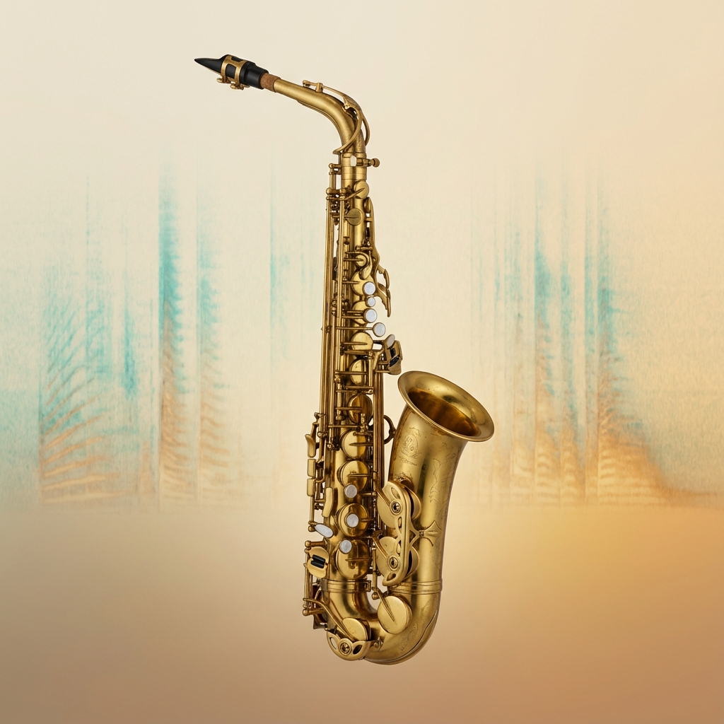 Alto Saxophone on warm minimal gradient background